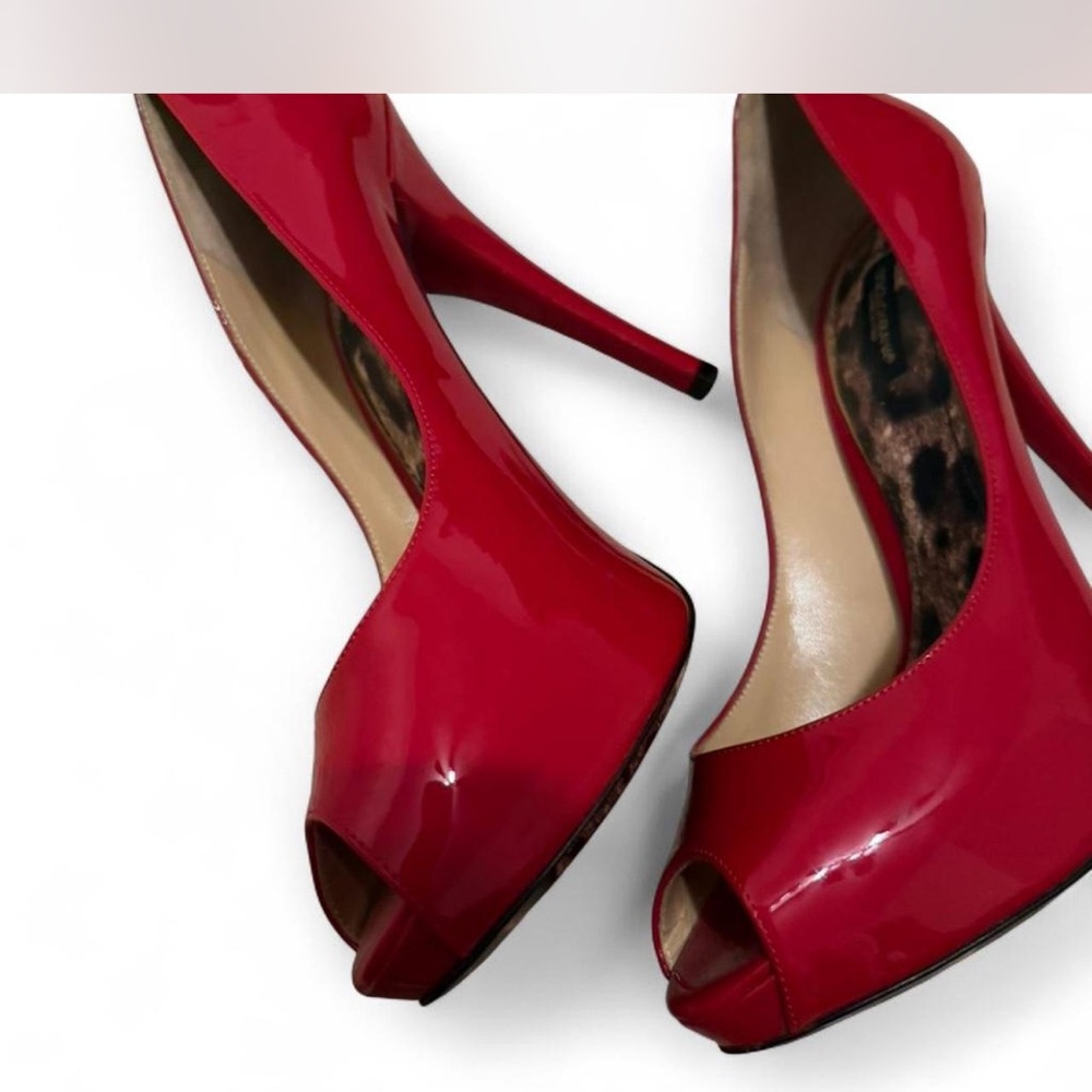 Dolce & Gabbana Glossy Red Peep-Toe Heels